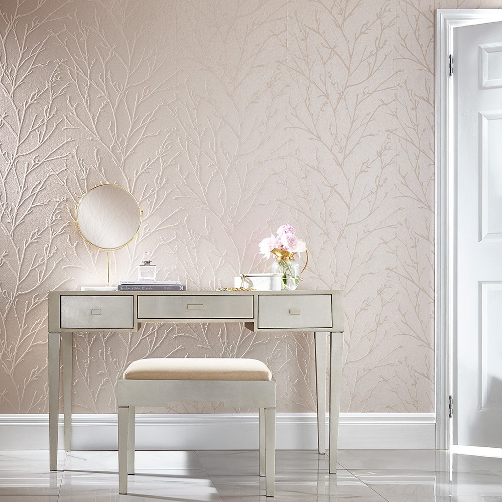 Woodland Spring Wallpaper 105164 by Graham & Brown in Rose Gold Pink